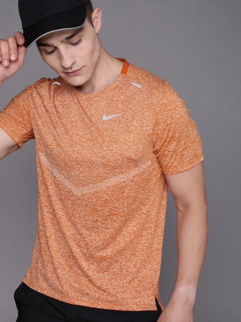 

Nike Men Orange Self Designed Printed Sports T-shirt