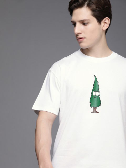 

Nike Men White Printed Round-Neck Pure Cotton T-shirt