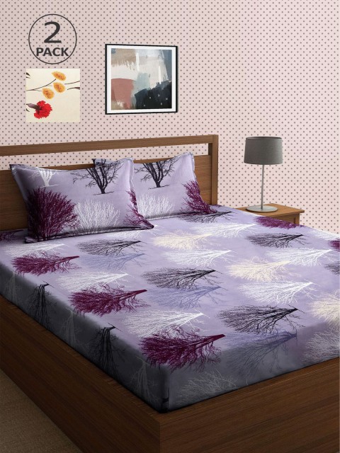 

KLOTTHE Multicoloured Printed 210 TC 2 King Bedsheet with 4 Pillow Covers, Multi
