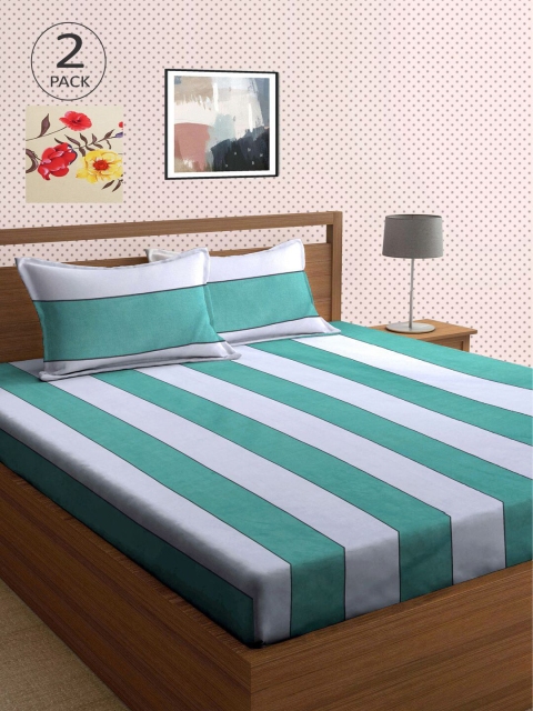 

KLOTTHE Multi Striped 210 TC 2 King Bedsheet with 4 Pillow Covers, Grey