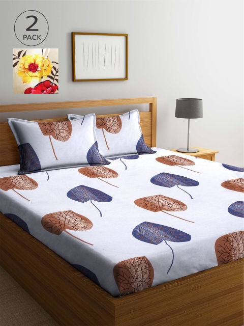 

KLOTTHE Yellow & Red Floral 210 TC 2 King Bedsheet with 4 Pillow Covers