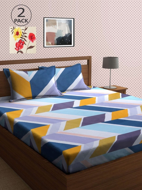 

KLOTTHE Multicoloured Printed 210 TC 2 King Bedsheet with 4 Pillow Covers, Multi