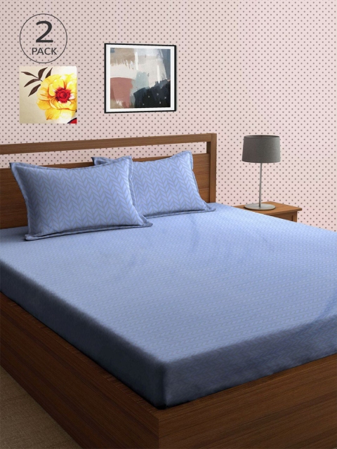 

KLOTTHE Blue & Yellow Geometric 210 TC 2 King Bedsheet with 4 Pillow Covers