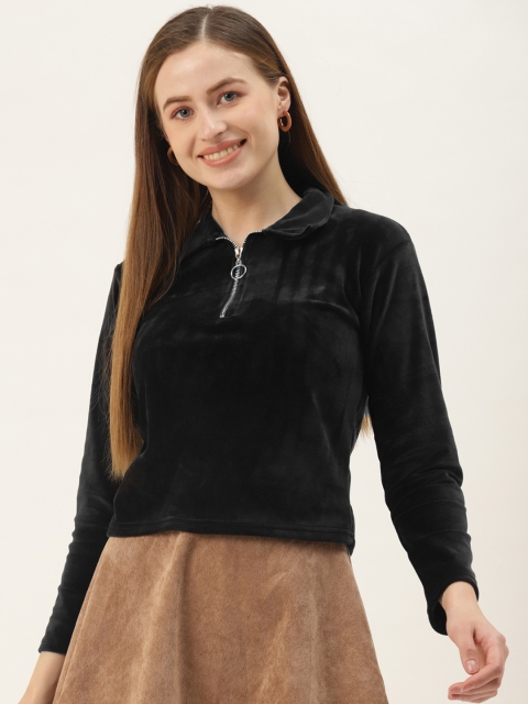 

BROOWL Black Velvet Regular Top