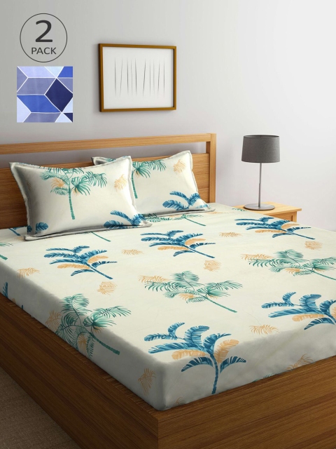 

KLOTTHE Multi Floral 210 TC 2 King Bedsheet with 4 Pillow Covers, Blue