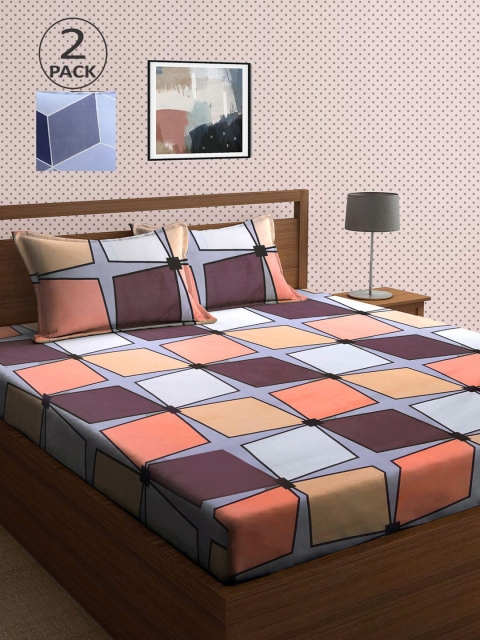 

KLOTTHE Multi Geometric 210 TC 2 King Bedsheet with 4 Pillow Covers, Blue