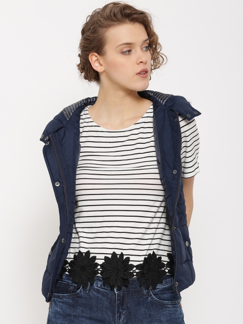 

Flying Machine Navy Padded Sleeveless Hooded Parka Jacket, Navy blue