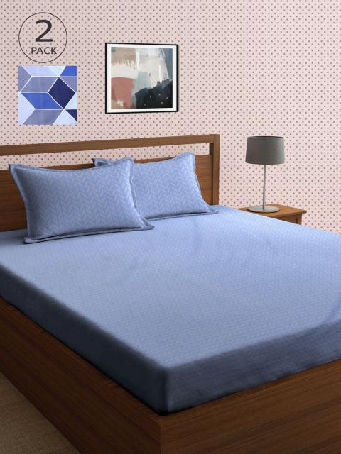 

KLOTTHE Blue Printed 210 TC 2 King Bedsheet with 4 Pillow Covers