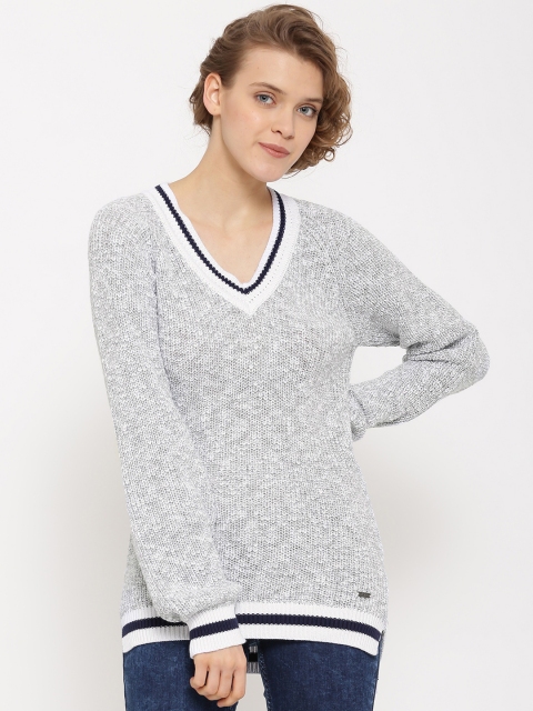 

Flying Machine Women Grey Melange Patterned Sweater