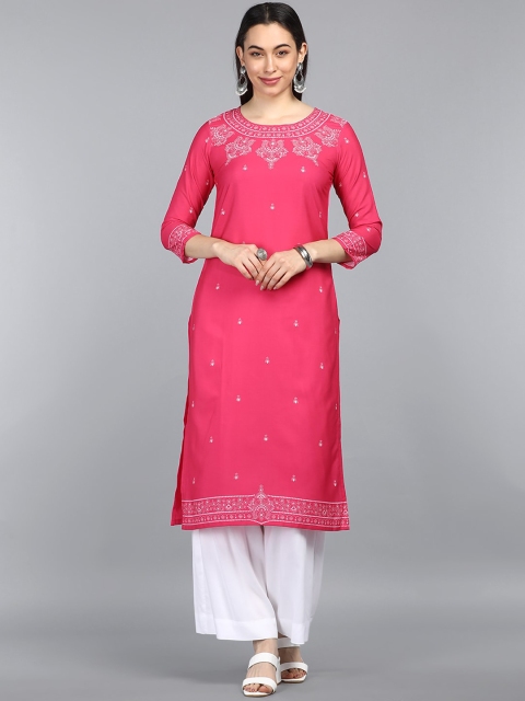 

AHIKA Women Pink Quirky Thread Work Kurta