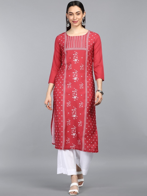 

AHIKA Women Red & Off White Ethnic Motifs Printed Kurta