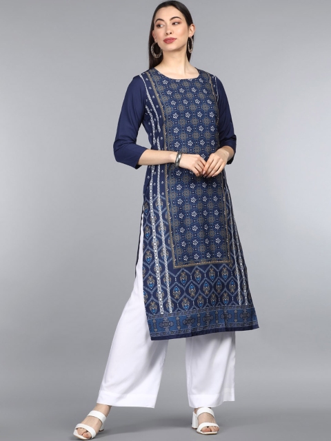 

AHIKA Women Navy Blue Ethnic Motifs Printed Kurta