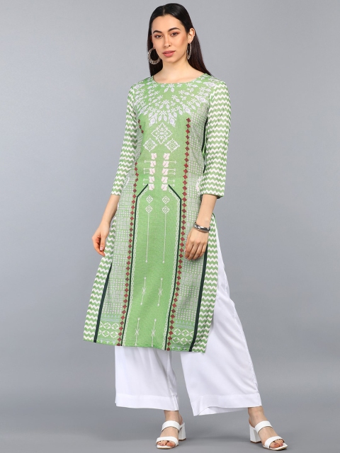 

AHIKA Women Green Geometric Printed Kurta