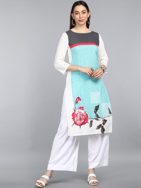 

AHIKA Women Off White Striped Kurta