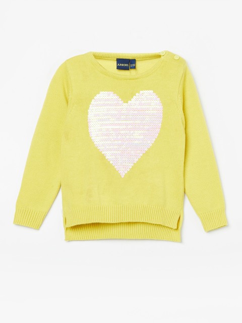 

Juniors by Lifestyle Girls Yellow & White Printed Longline Pullover