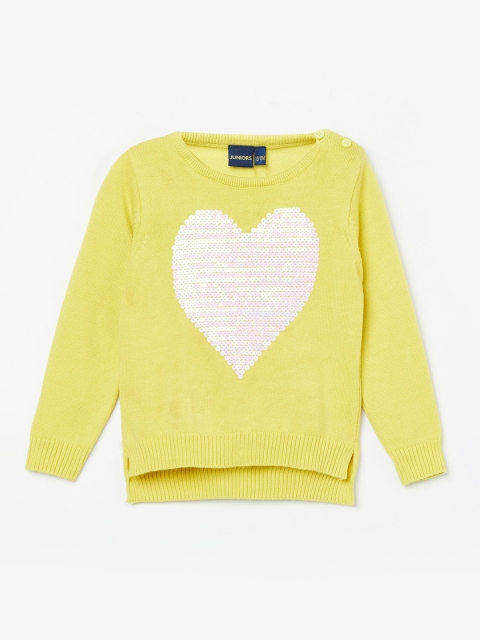 

Juniors by Lifestyle Girls Yellow & White Longline Pullover