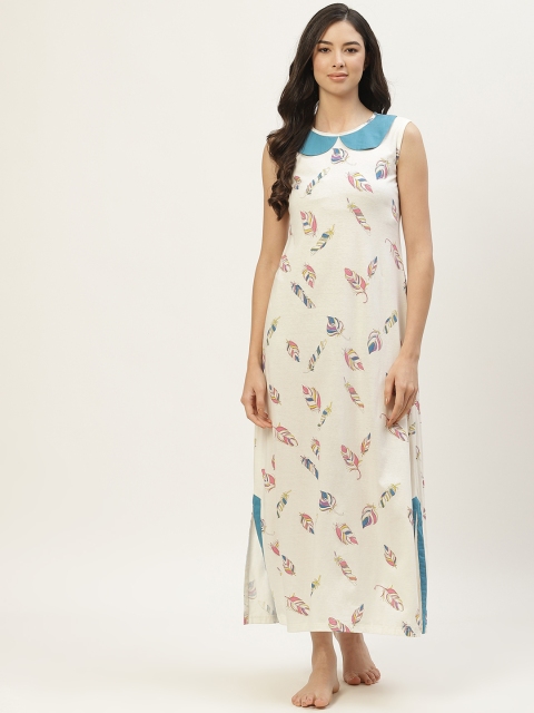 

9teenAGAIN White Printed Maxi Nightdress