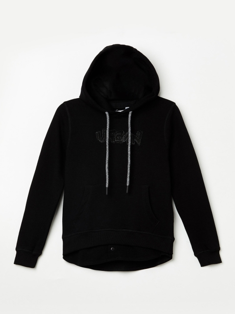 

Denimize by Fame Forever Boys Black Embroidered Hooded Sweatshirt