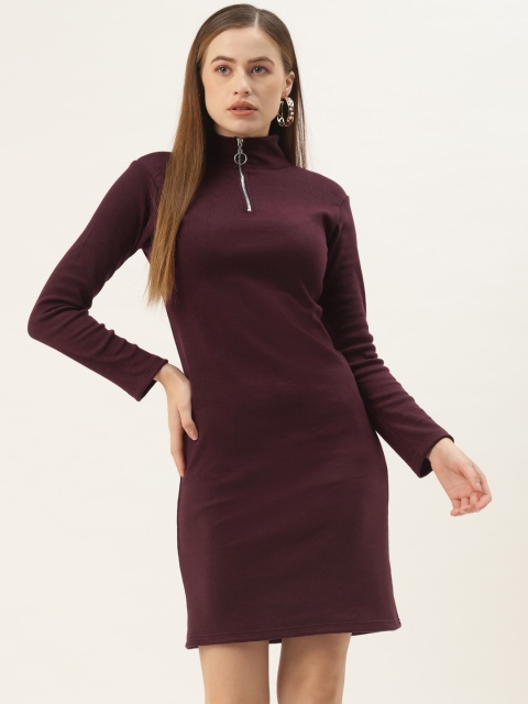 

BROOWL Brown Crepe Sheath Dress