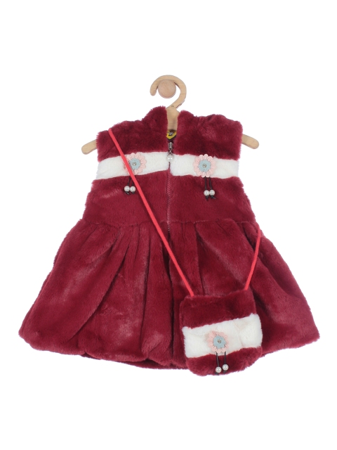 

Lil Lollipop Girls Maroon Cotton Hooded Tailored Jacket with Sling Bag