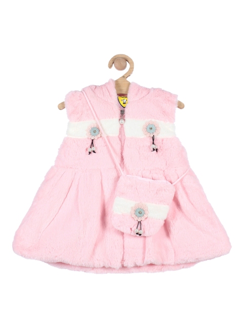 

Lil Lollipop Girls Pink Longline Pure Cotton Hooded Padded Jacket With Bag