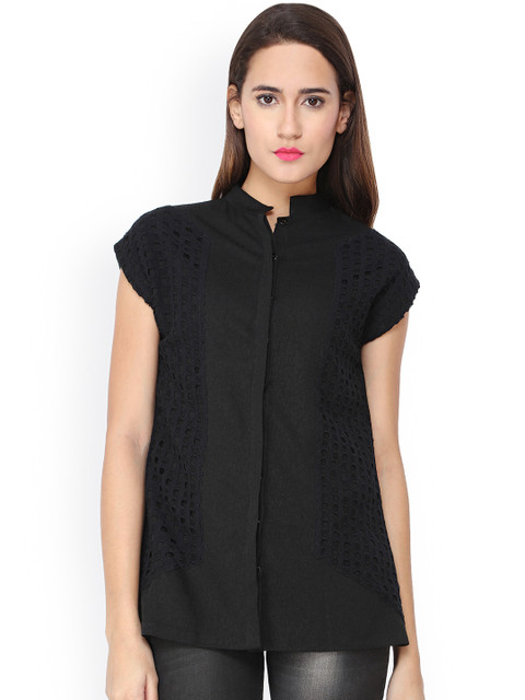 

Soie Women Black Shirt Style Top
