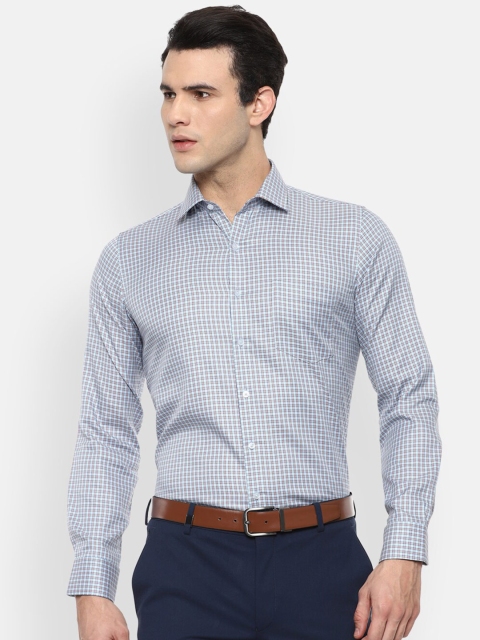 

Van Heusen Men Blue Slim Fit Opaque Checked Formal Shirt