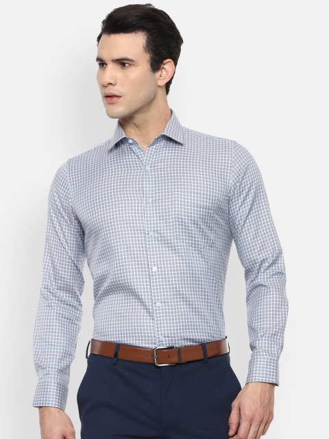 

Van Heusen Men Blue Slim Fit Opaque Checked Formal Shirt