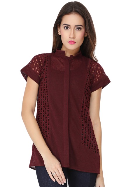

Soie Women Maroon Solid Shirt Style Top