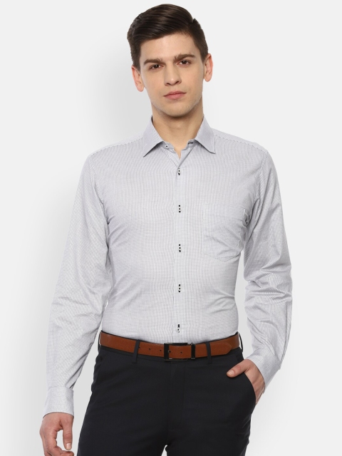 

Van Heusen Men Grey Opaque Checked Cotton Formal Shirt
