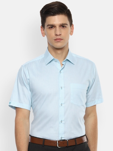 

Van Heusen Men Blue Opaque Checked Formal Shirt