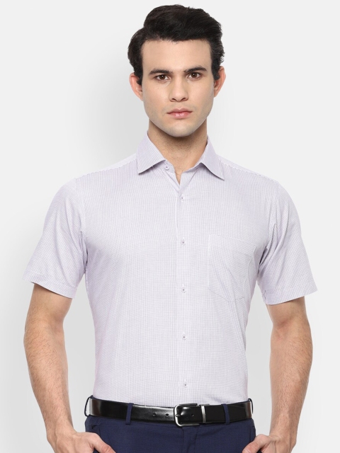 

Van Heusen Men White Grid Tattersall Checks Opaque Printed Formal Shirt