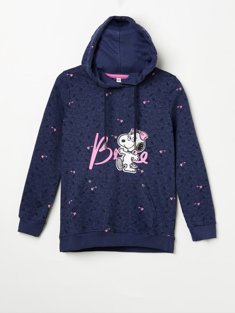 

Denimize by Fame Forever Girls Navy Blue Printed Hooded Sweatshirt
