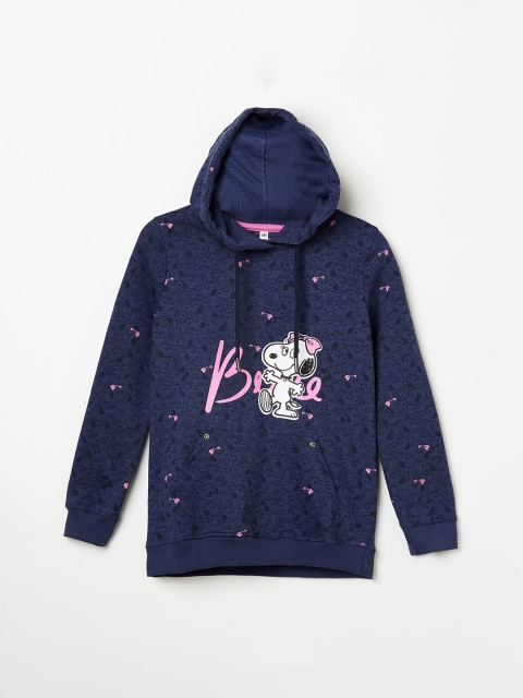 

Denimize by Fame Forever Girls Navy Blue Printed Hooded Sweatshirt