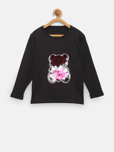 

NYNSH Girls Black Printed T-shirt