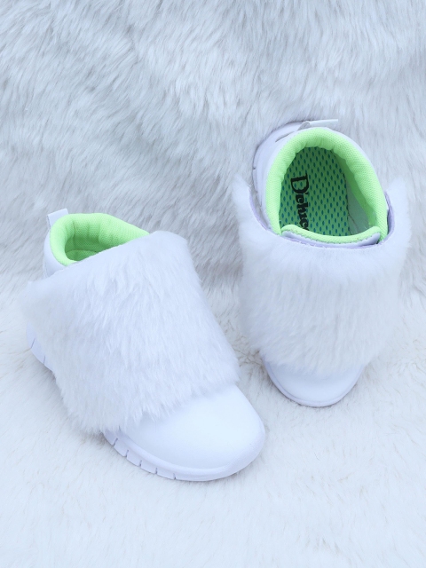 

DChica Girls White Faux Fur Trim Detail Slip-On Sneakers