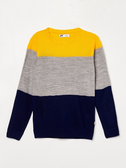 

Fame Forever by Lifestyle Boys Yellow & Grey Colourblocked Acrylic Pullover Sweater