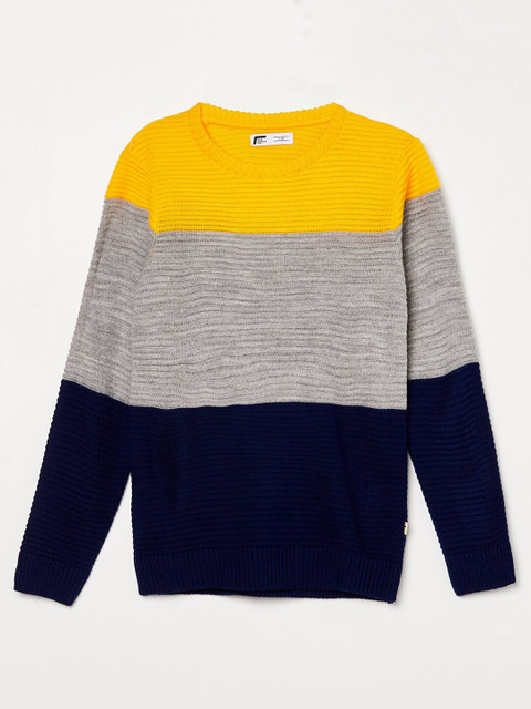 

Fame Forever by Lifestyle Boys Yellow & Grey Colourblocked Pullover