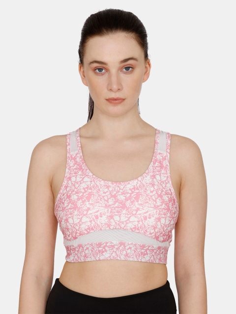 

Zelocity by Zivame Pink & White Abstract Workout Bra ZC40CLFASHAPINK