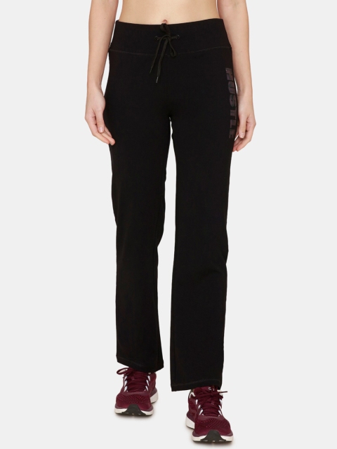 

Zelocity by Zivame Women Black Solid Moisture-Wicking Finish Track Pants