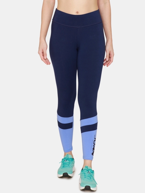 

Zelocity by Zivame Women Blue Colourblocked Tights