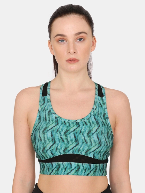 

Zelocity by Zivame Green & Black Geometric Workout Bra