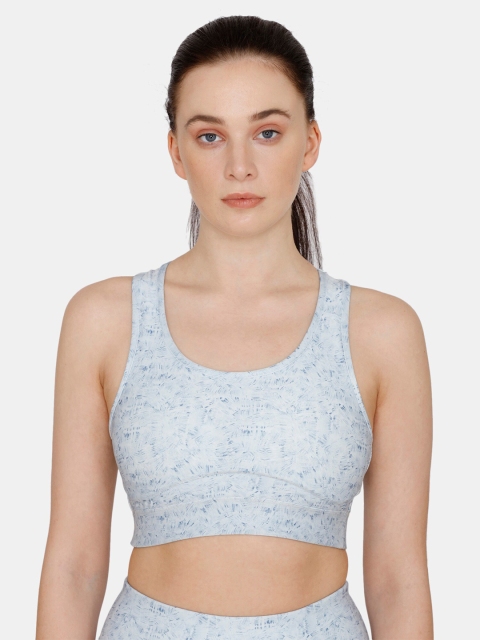 

Zelocity by Zivame Blue Abstract Workout Bra