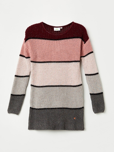 

Bossini Girls Pink & Maroon Colourblocked Pullover