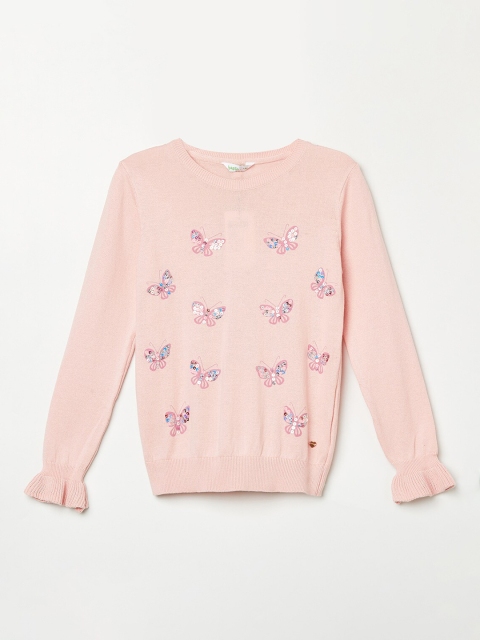 

Bossini Girls Pink Printed & Embellished Pullover Sweater