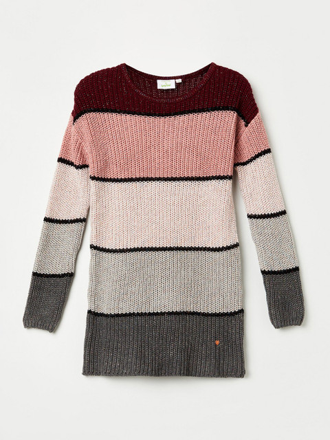 

Bossini Girls Grey & Rose Colourblocked Pullover