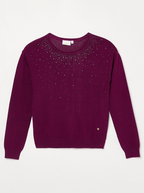 

Bossini Girls Purple Pullover with Embellished Detail