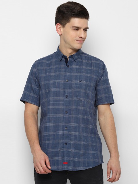 

Allen Solly Men Blue Opaque Checked Cotton Casual Shirt