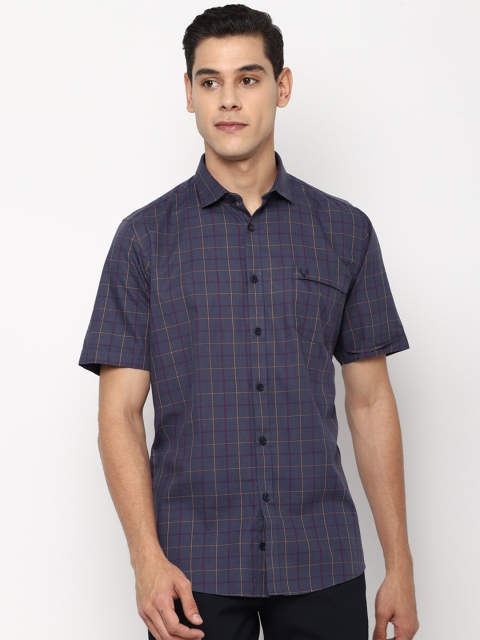 

Allen Solly Men Navy Blue Slim Fit Opaque Checked Cotton Casual Shirt