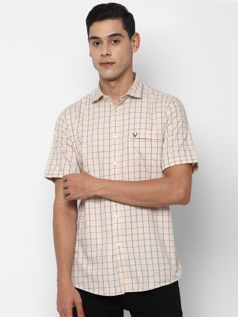 

Allen Solly Men Beige Slim Fit Opaque Checked Cotton Casual Shirt